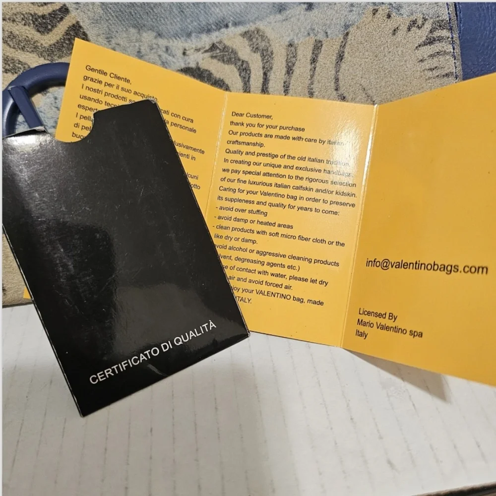 Valentino By Mario Valentino Luisa Blue Denim Zebra Large Leather Handbag Purse - Picture 16 of 16